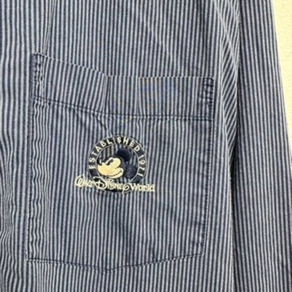 Mickey Inc. Mickey Mouse Disney Men's Size XL Blue Striped Button Down Shirt - Picture 2 of 8